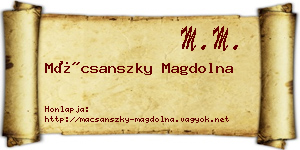 Mácsanszky Magdolna névjegykártya