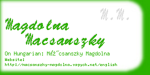 magdolna macsanszky business card